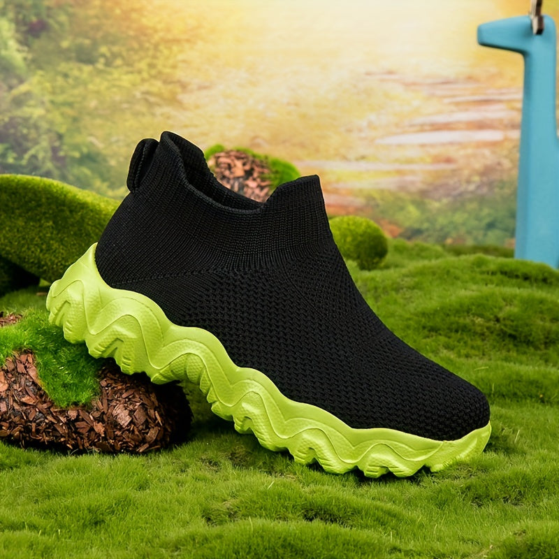 Boy's Slip On Sock Shoes Woven Knit Sneakers Running Shoes