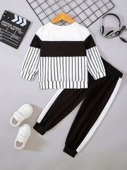 Striped Boy's 2pcs Sunglasses Sweatshirt & Sweatpants Set COOLER VERSION OF DAD
