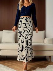Graphic Print Bodycon Skirt High Waist Skinny Skirt