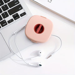 Portable Data Cable Storage Box with Phone Holder