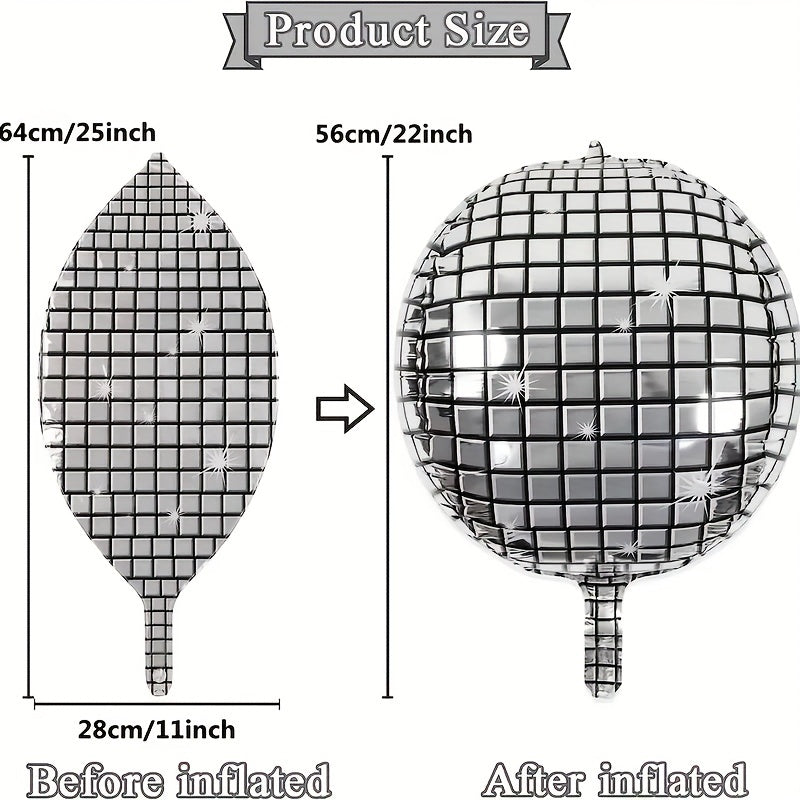 2 Pcs Laser Silvery Golden 4D Ball Aluminum Film Balloon Disco Party Balloon