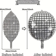 2 Pcs Laser Silvery Golden 4D Ball Aluminum Film Balloon Disco Party Balloon