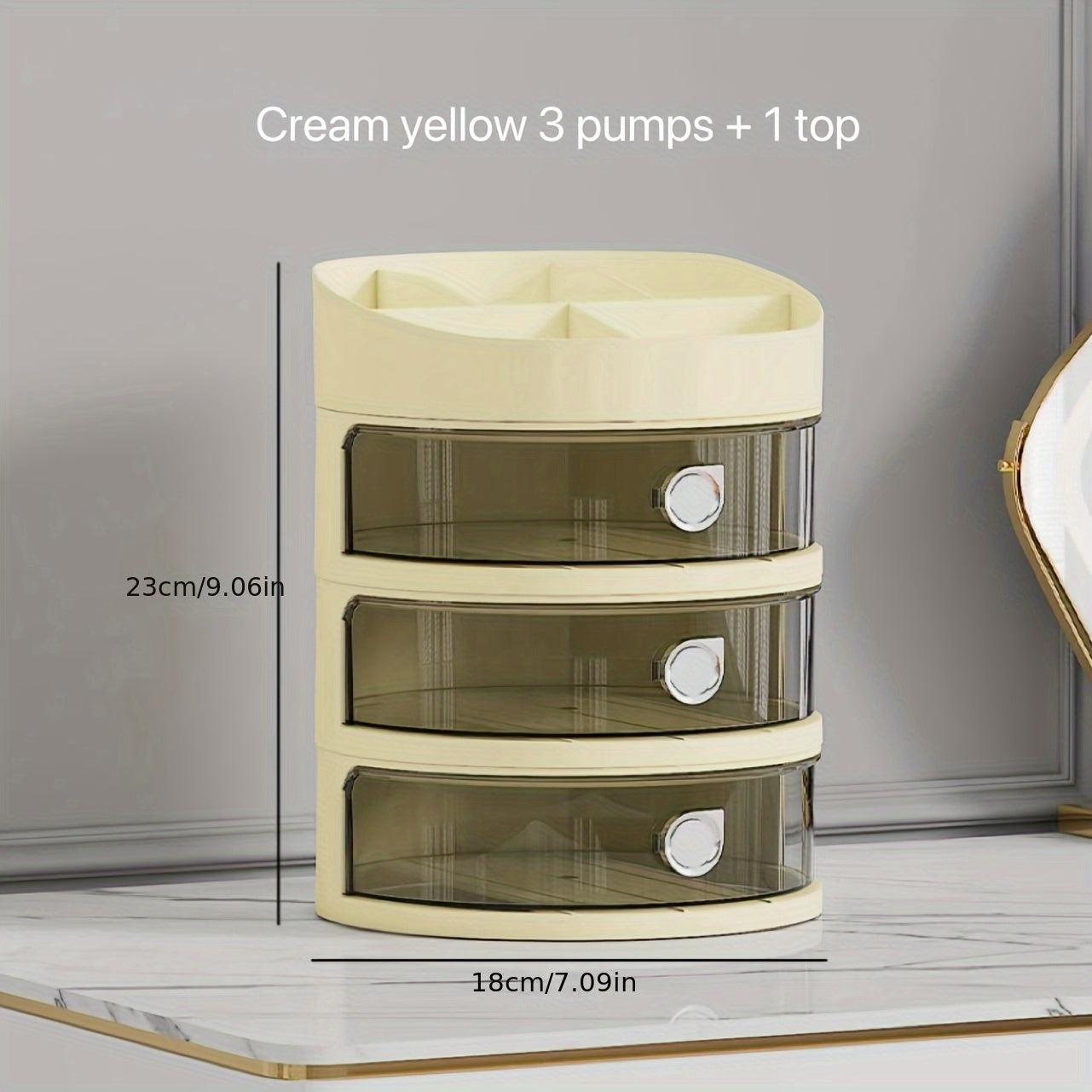 Desktop Stationery Storage Box Light Style Round Transparent Makeup Storage Box