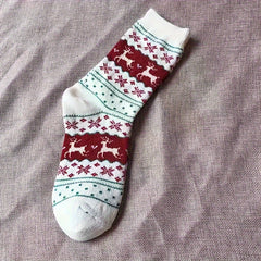 5 Pairs Christmas Elk Print Socks Women's Stockings & Hosiery