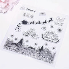Christmas Santa Claus Snowflake House Transparent Stamp