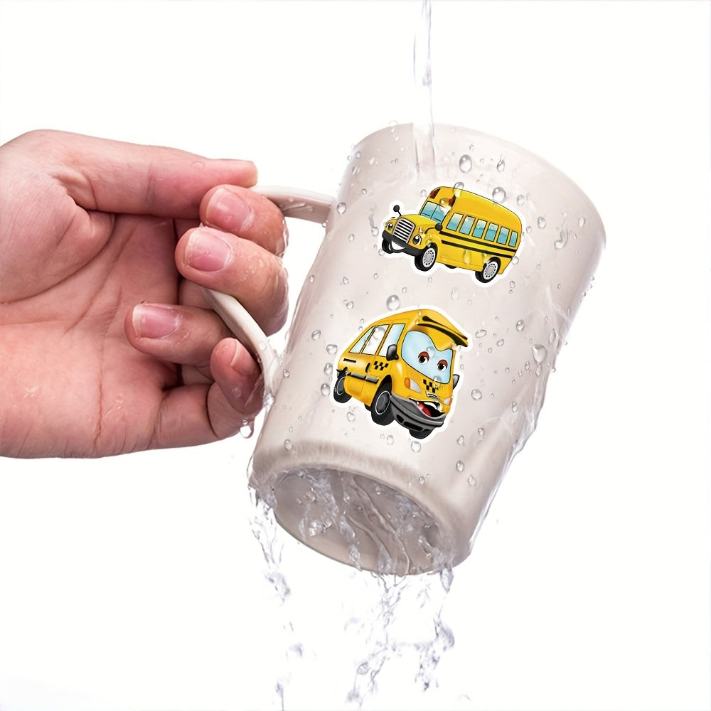 53pcs Yellow School Bus Cartoon Stickers for Kids' Back to School Decorating