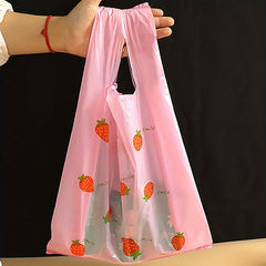 100 Pcs Pink Strawberry Plastic Bags for Shopping and Packaging