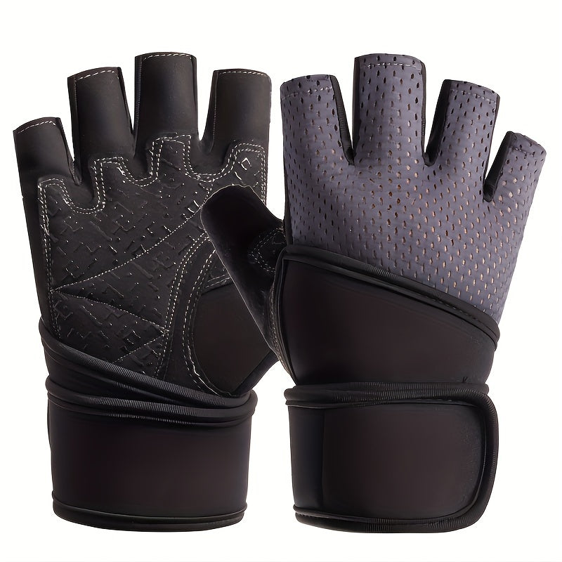 Breathable Half Finger Fitness Gloves with Wrist Support Anti Slip