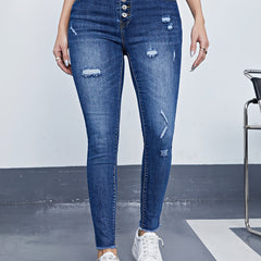 Fringe Trim Skinny Jeans