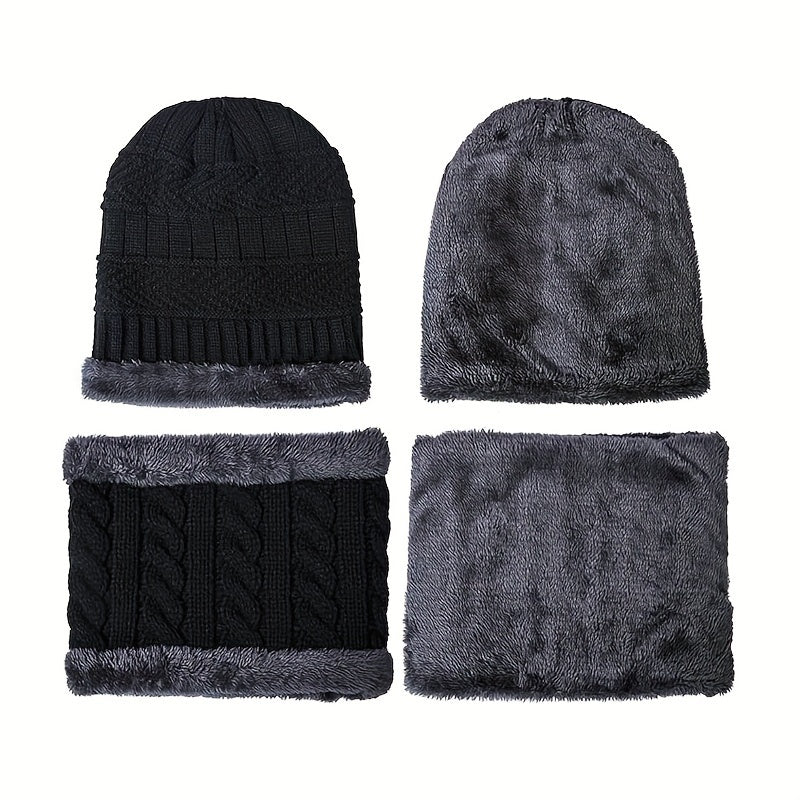 Winter Warm Beanie Hat & Scarf Gloves Set for Outdoor Activities