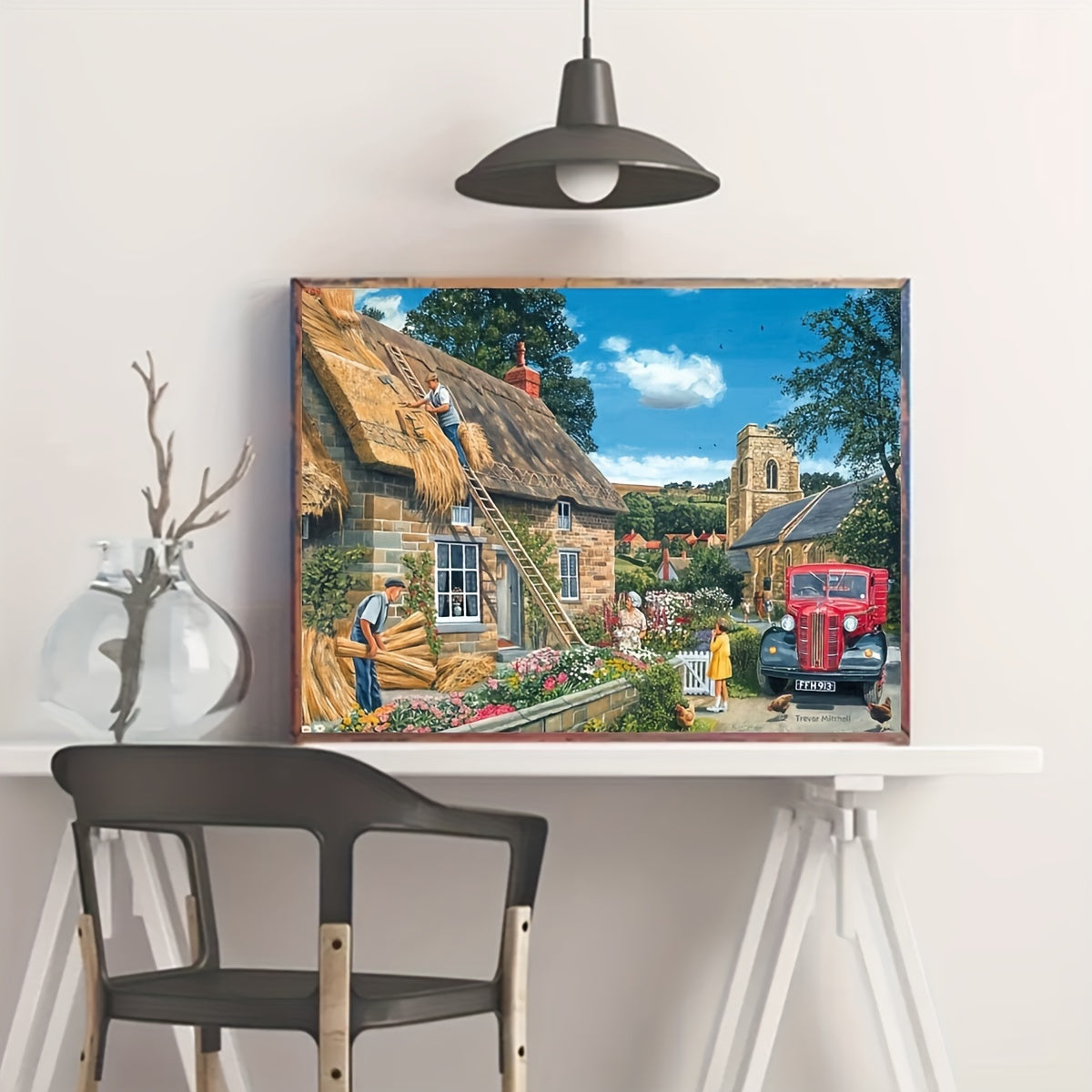 DIY Mountain Cabin Landscape Round Diamond Painting Kit