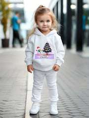 Girls 2pc Snowman & Tree Hoodie Sweatshirt & Sweatpants Set