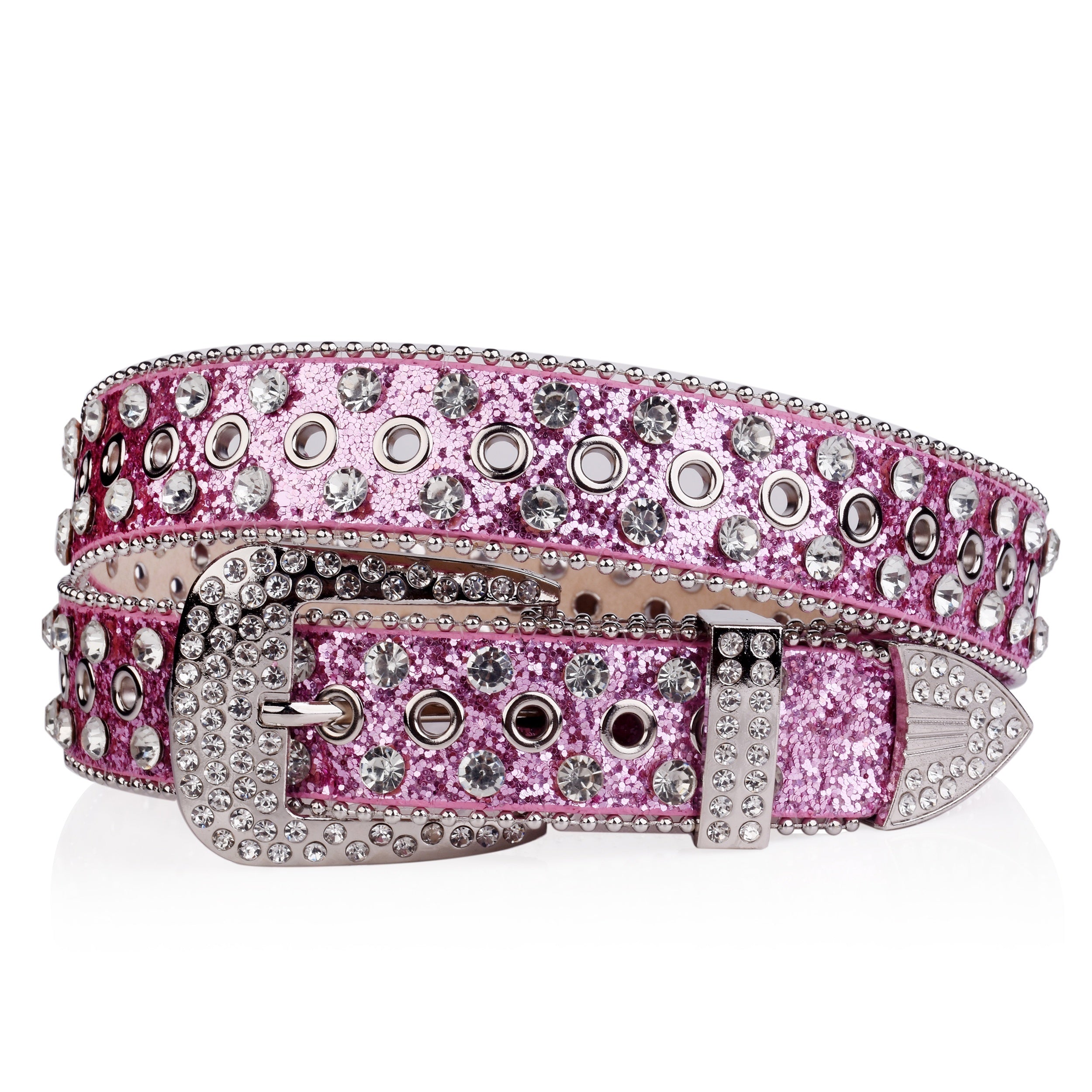 Glitter PU Leather Belt Y2K Rhinestone Western Cowboy Cowgirl Belt