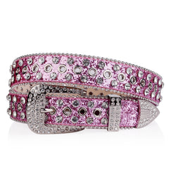 Glitter PU Leather Belt Y2K Rhinestone Western Cowboy Cowgirl Belt
