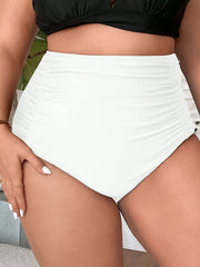 Solid Ruched Tummy Control Bikini Bottoms Women's Beachwear Panty
