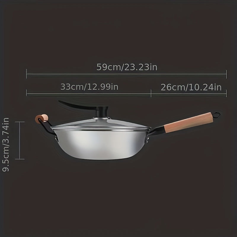 Non Stick Wok With Lid Stainless Steel Coating Deep Frying Pan