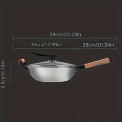 Non Stick Wok With Lid Stainless Steel Coating Deep Frying Pan