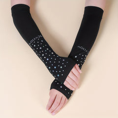 Sequin Decor Long Gloves UV Protection Fingerless Gloves