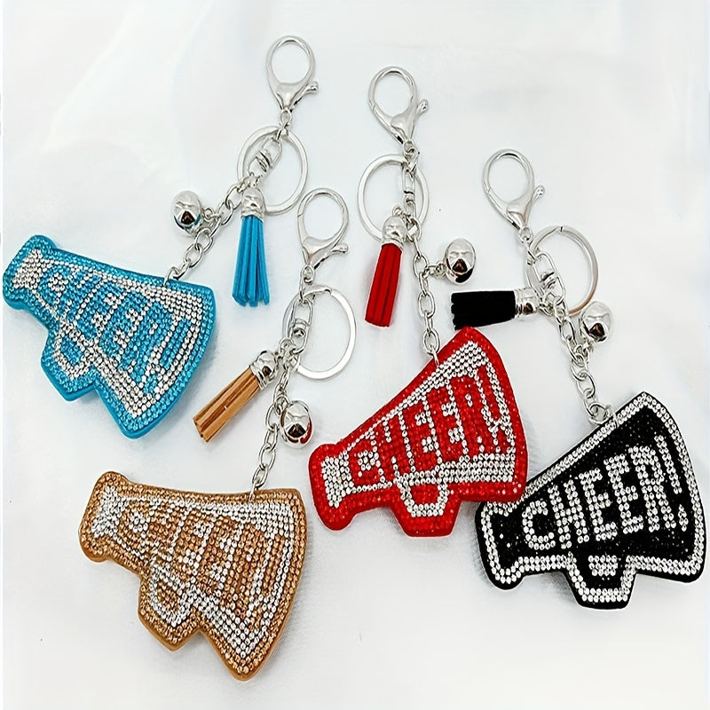 Plush Rhinestone Horn Keychain Tassel Pendant Car Bag Accessory