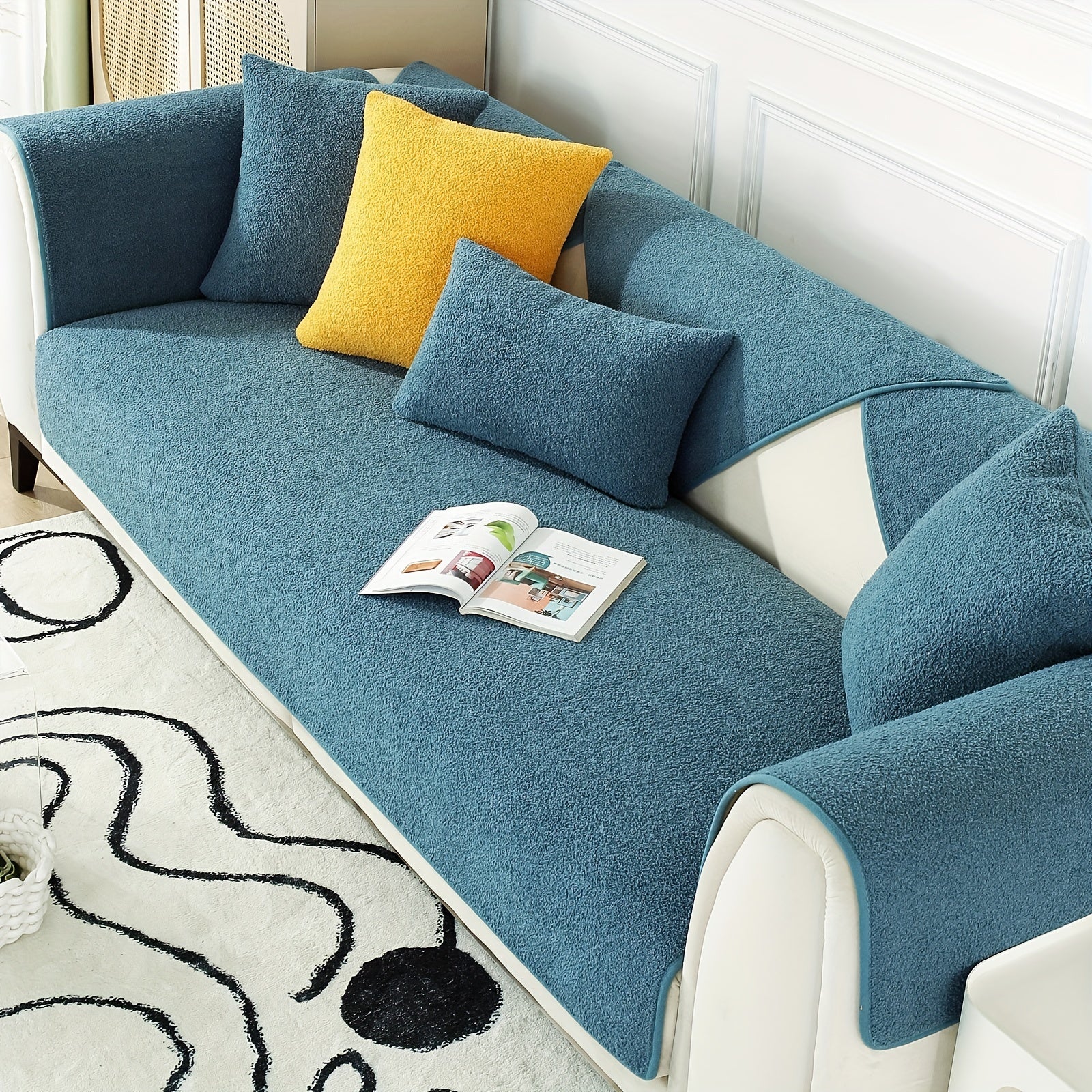 Velvet Sofa Slipcover Pets Dog Friendly Fuzzy Non Slip...