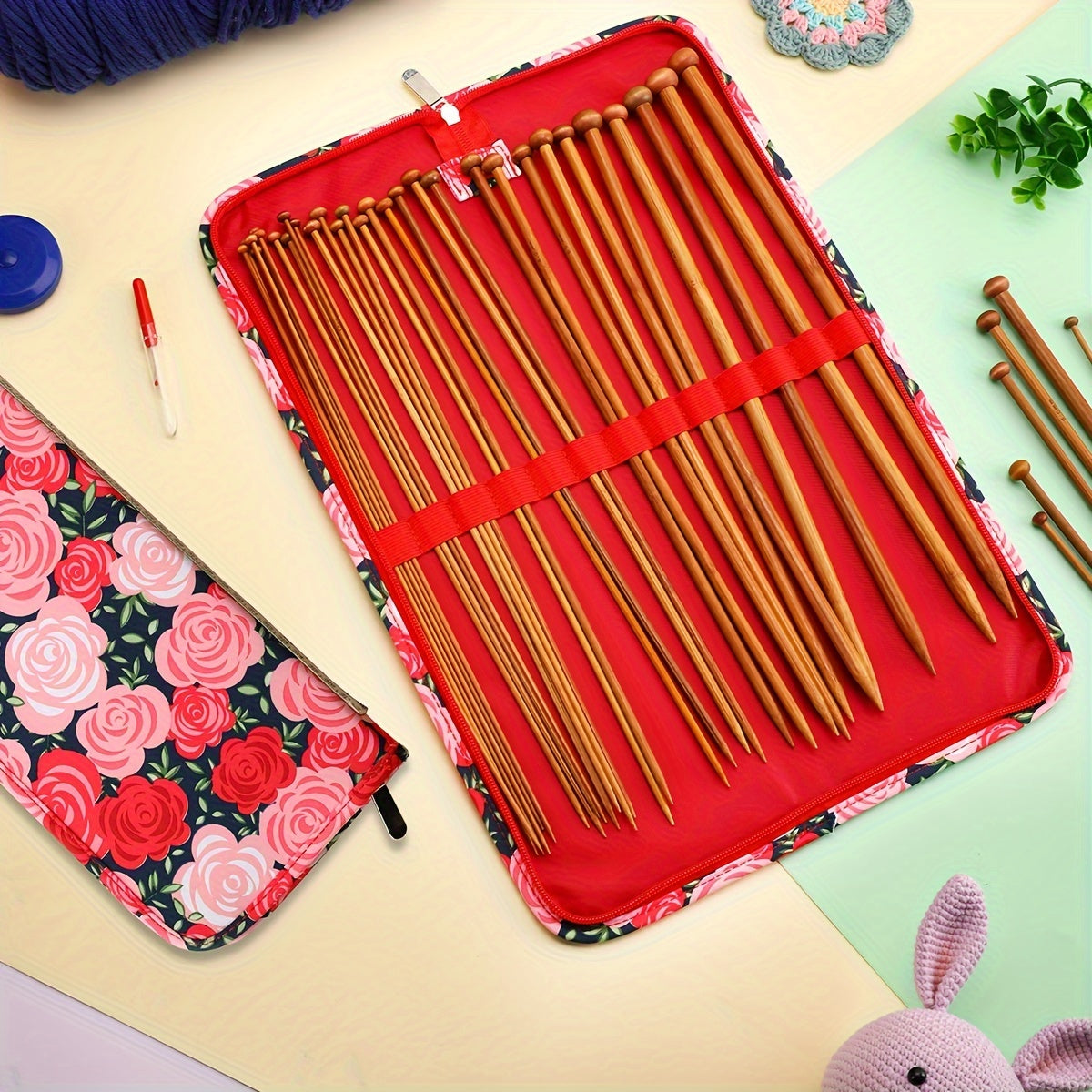 Waterproof Storage Bag for Crochet Needles and Yarn