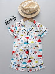 Boys Submarine Pajamas Set Short Sleeves Tops & Bottoms