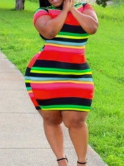 Colorful Stripe Print Bodycon Dress