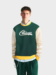 Chicago Print Block Preppy Sweatshirt Men's Casual Graphic Crew Neck Pullover