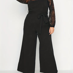 Sports Jumpsuit Mesh Long Sleeve Wide Leg Jumpsuit
