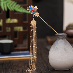 Chinese Style Pearl Flower Tassels Hairpin Headband For Women Girl