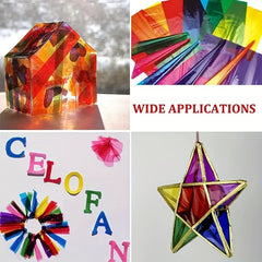 120pcs Colorful Cellophane Sheets for DIY Crafts & Wrapping Paper