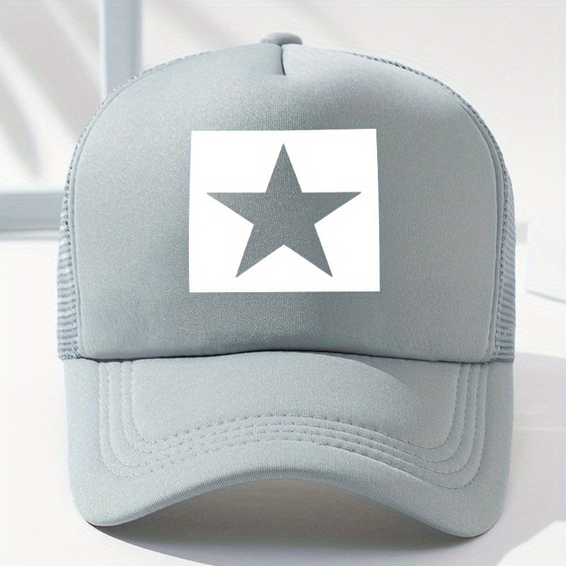Pentagram Print Baseball Cap Mesh Trucker Hat Adjustable Lightweight Sun Hat