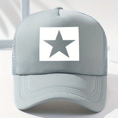 Pentagram Print Baseball Cap Mesh Trucker Hat Adjustable Lightweight Sun Hat