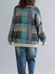 Geometric Print Crew Neck Sweatshirt Women's Clothing