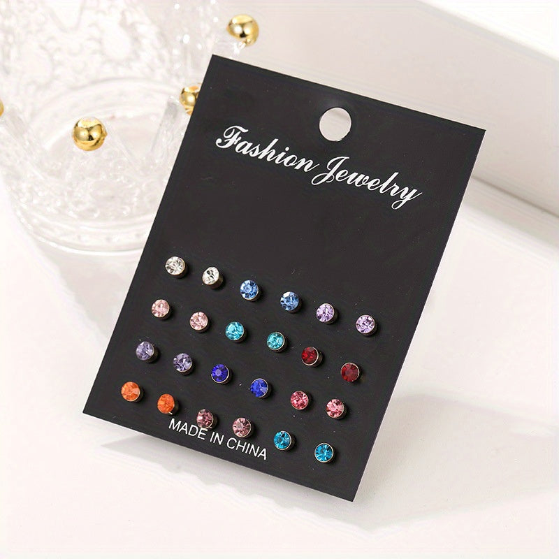 Girl's Stud Earrings Set Faux Pearl & CZ Geometric Mini Ear Studs