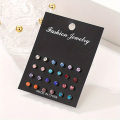 Girl's Stud Earrings Set Faux Pearl & CZ Geometric Mini Ear Studs