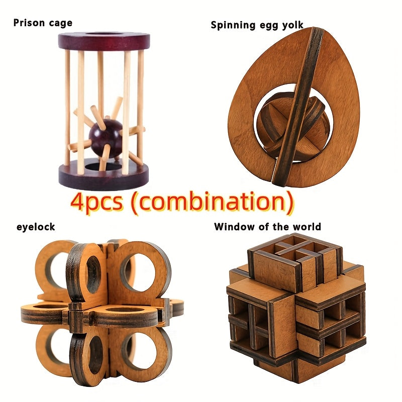 4pcs Brain Teaser Puzzle Locks Adult Party Novelty Toy Gift