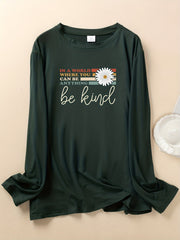 Casual Daisy Print Long Sleeve Loungewear Top