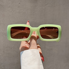 Boho Rectangle Sunglasses Gradient Candy Shades UV400 Sunscreen Glasses