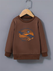Cartoon Skateboard Letter Print Kid's Sweatshirt Long Sleeve Top