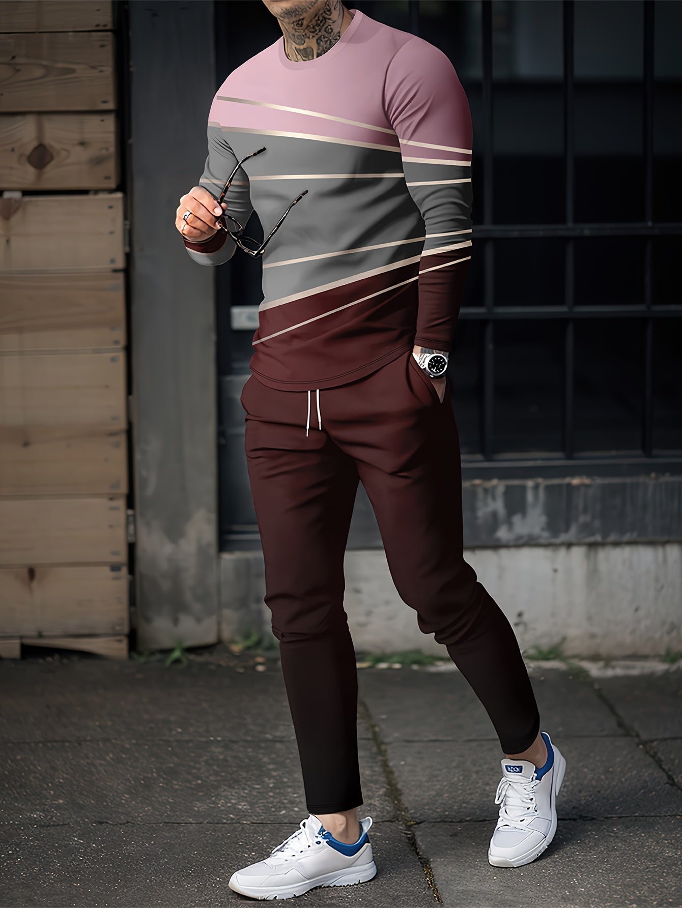 Men's Long Sleeve T-shirt & Sweatpants Set