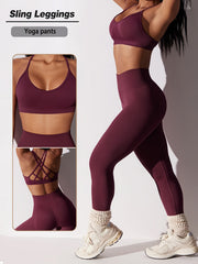 Criss Cross Sports Bra & High Waist Leggings Set