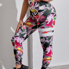 Fruit Print High Rise Fitness Leggings