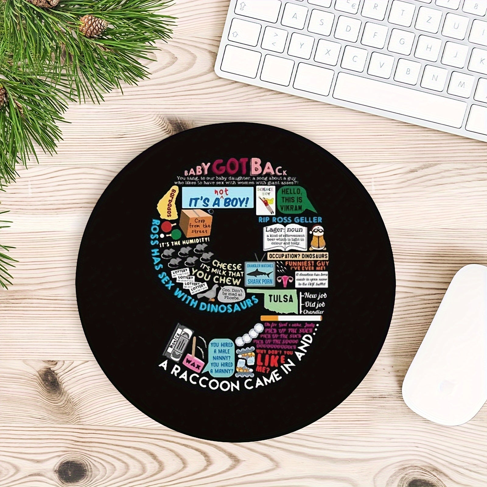 Stylish Round Gaming Mouse Pad Non-slip Rubber Mat for Office Computers Laptops