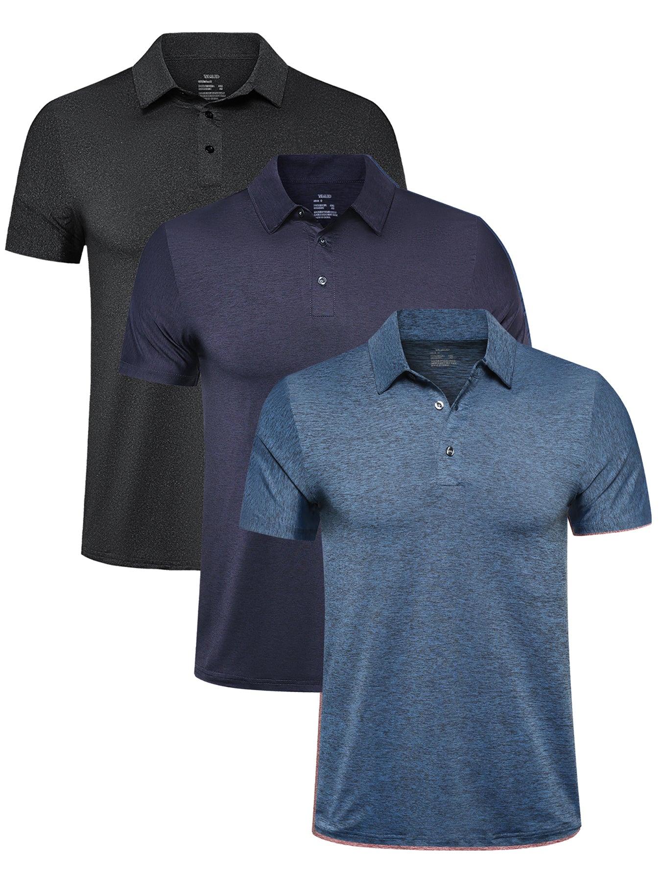 3 Pack Mens Quick Dry Golf T Shirt Moisture Wicking Workout Tee