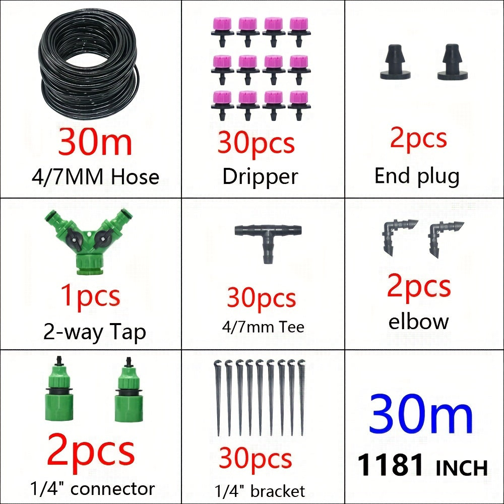 DIY Drip Irrigation System Automatic Watering Kit with 8 Hole Dripper Sprinkler