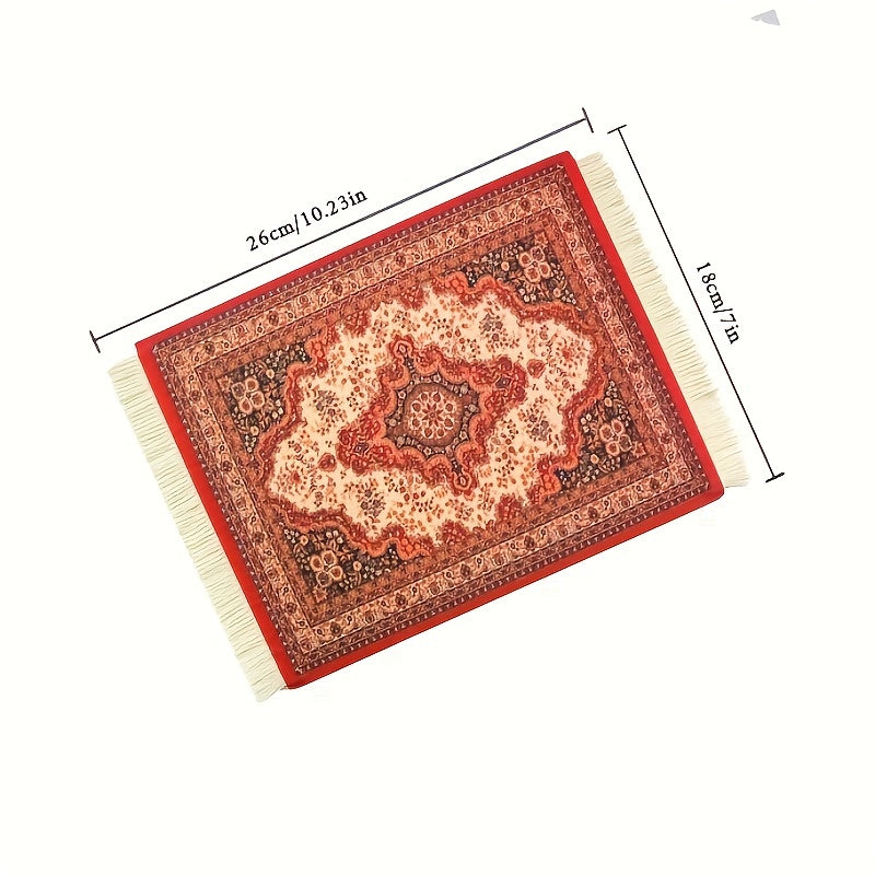 Persian Mini Woven Rug Mat Mouse Pad Retro Style Carpet Pattern Tassels Coaster