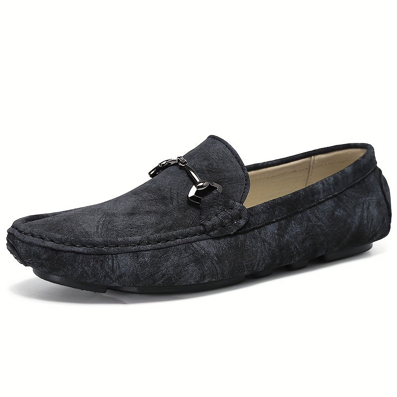 Metal Buckle Flat Loafers Soft Sole Slip On Shoes