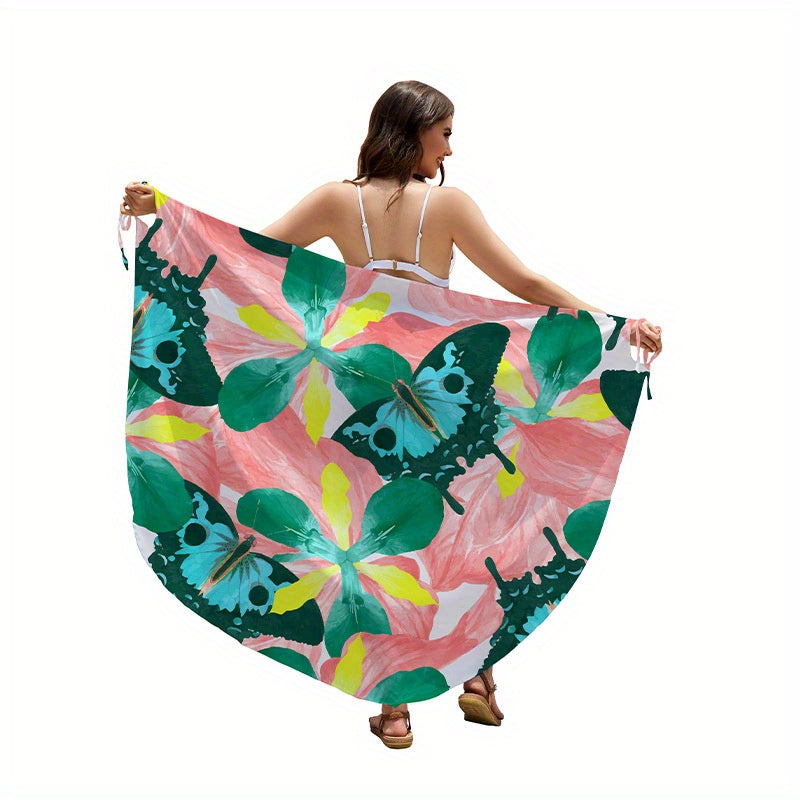Butterfly Printed Beach Towel Sunscreen Beach Wrap Towel 57x30IN
