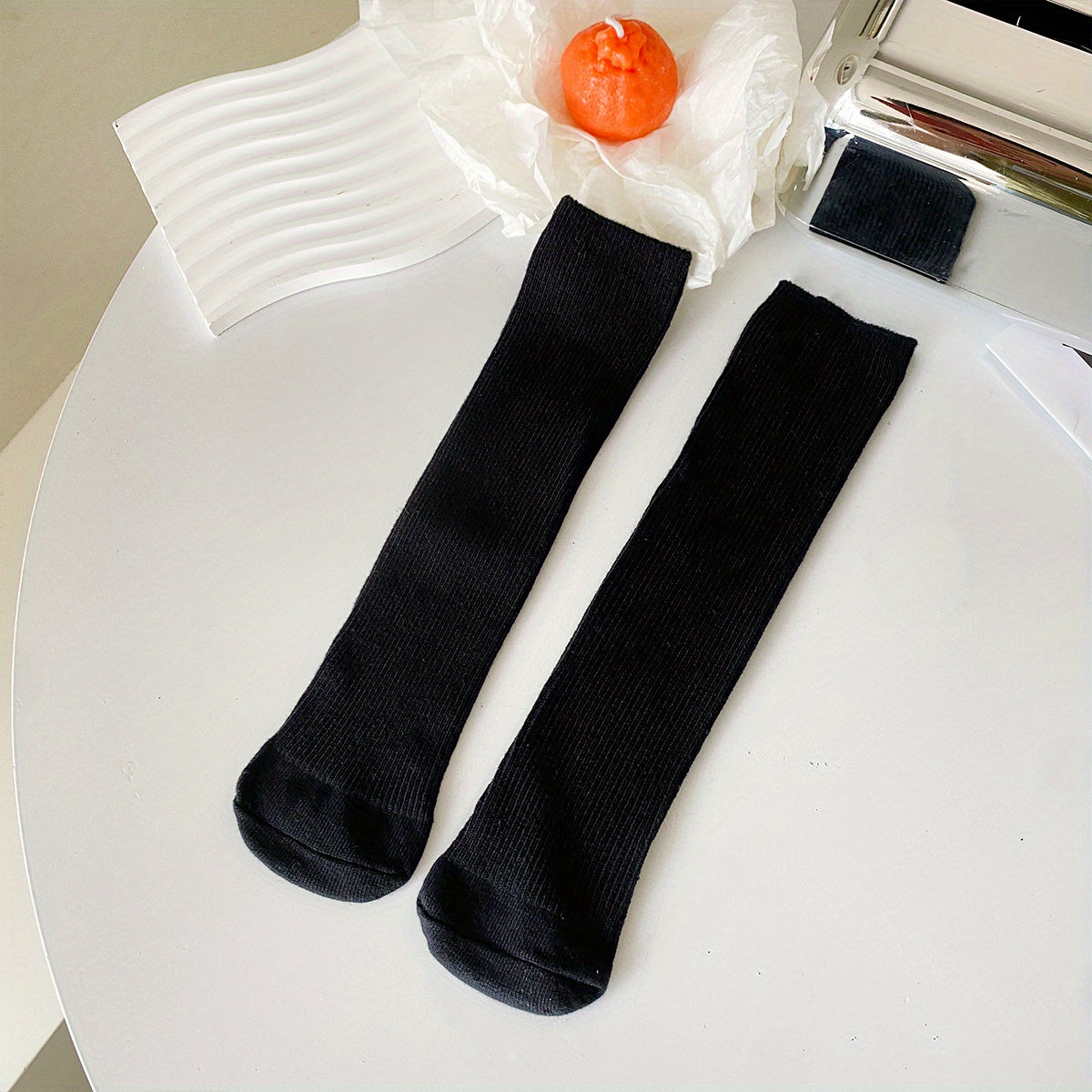 Girls Kids Cotton Knee High Socks Straight Board Stockings - Four Seasons